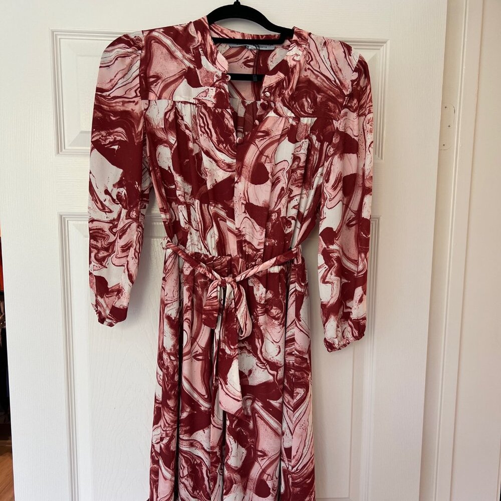 Rust Marbled Midi Dress w/ Removable Belt